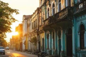 Colonial-style buildings in downtown Yangon,