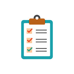 Clipboard with Completed Checklist on Transparent Background