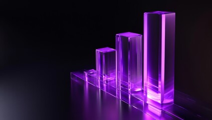 Growing, glowing, glass bar graphs