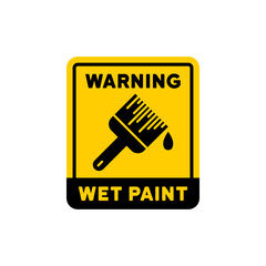 Wet paint signs vector icon design. modern flat and line design