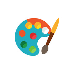 Artist Paint Palette with Brush on Transparent Background