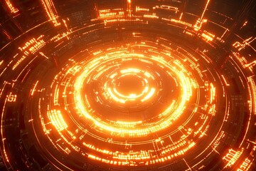Abstract glowing circular technological interface