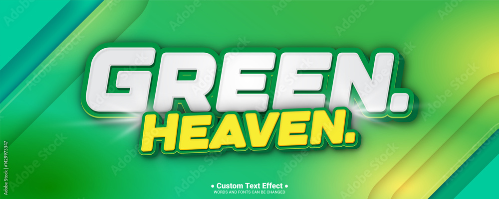 Fototapete green editable text font effect 3d text for title