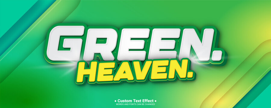 Green editable text font effect 3d text for title