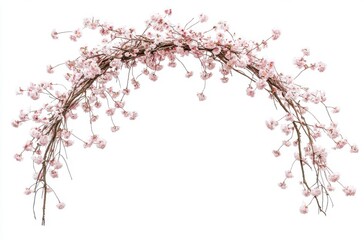 Elegant sakura branches bowing to form a perfect arch,