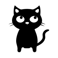 Black and White Cat Silhouette &ndash; Minimalist Animal Art Illustration

