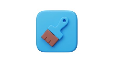 Paintbrush Icon on Blue Square