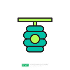 Icon Representing Farming Techniques with Green and Teal Colors and Symbolizing Sustainable Agriculture Practices