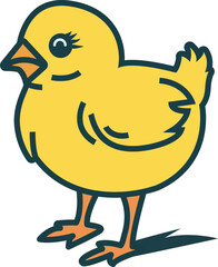 Chicken Logo Cute Chick Flat Cartoon Vector
