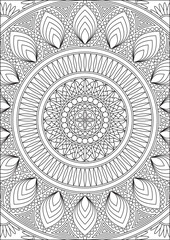 Black And White Mandala Coloring Pages For Adults Outline Vector