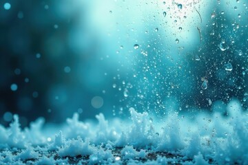 Obraz premium Frosted ice, scratched glass, teal overlay Dusty, aged window effect , window, vintage, vintage texture