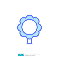 Simple Blue Tree Icon Representing Nature and Growth in a Minimalist Style