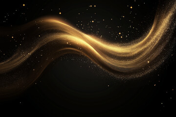 dark background with waves of golden, glittering particles, a soft glow, and a hint of light in the darkness. The particles create an elegant, ethereal atmosphere that adds depth to your design