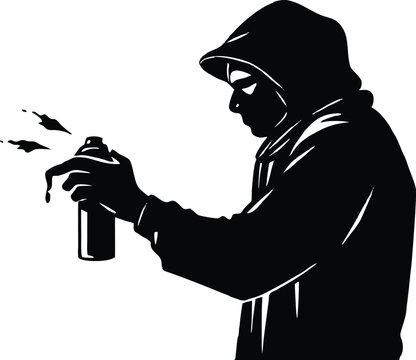 Street Artist Spray Painting Silhouette