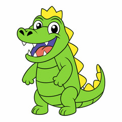 cartoon king crocodile vector silhouette illustration isolated on white background