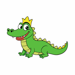 cartoon king crocodile vector silhouette illustration isolated on white background