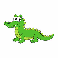 cartoon crocodile vector silhouette illustration isolated on white background