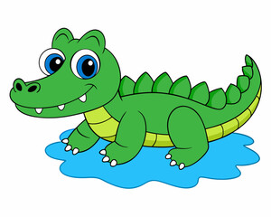 Obraz premium cartoon crocodile vector silhouette illustration isolated on white background