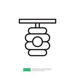 Minimalist Farming Icon Representing Sustainable Agriculture and Crop Growth with Circular Elements and Symbols