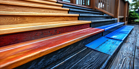  Colorful Wooden Steps with Textured Finishes