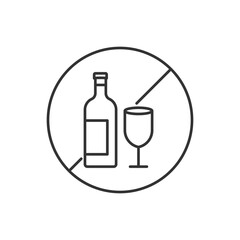 No Drinking Thin Line Vector Icon. Flat Icon Isolated on the White Background. Editable Stroke EPS file. Vector illustration.