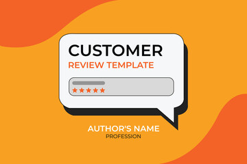 customer review template with orange and beige background