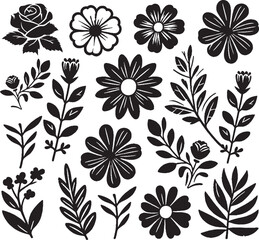 Flower silhouette vector sticker pack