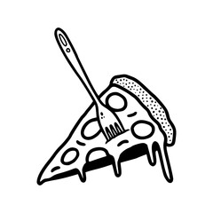 pizza slice with fork vector