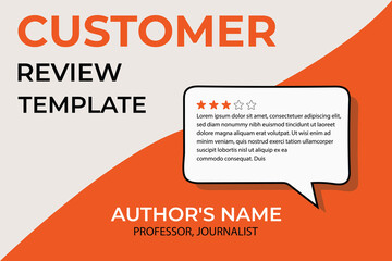customer review template with orange and beige background