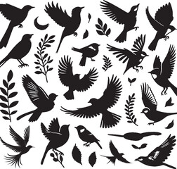 Birds Silhouette vector sticker pack