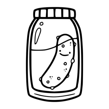 recommend clip art: happy pickle in a jar outline