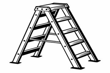 heavy duty step ladder  silhouette vector 