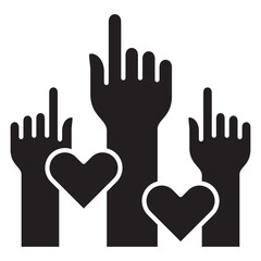Obraz premium icon, donation, charity, fundraising, community, money, fund, icons, sign, symbol, illustration, hand, love, care, giving, vector, hands, finger, gesture, concept, design