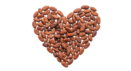 caroço de cacau em formato de coração