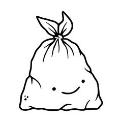 happy garbage bag cartoon graphic