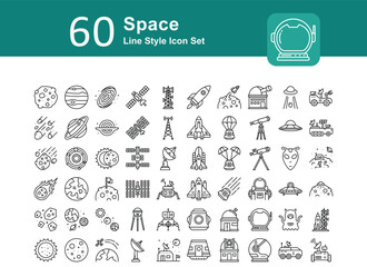 Illustration of Space Collection design Line Icon. Space Line Icon Pack. Set of Space Outline Icon