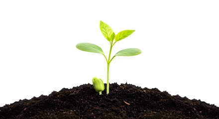 Fototapeta premium young plant growing from soil, isolated image