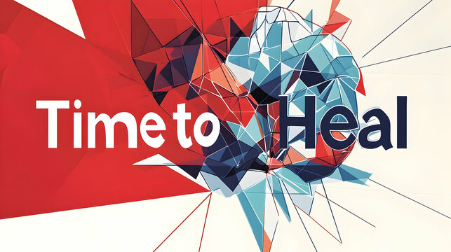 Abstract polygonal design with a motivational message, symbolizing recovery