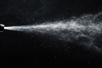 Spraying mist stream against dark background