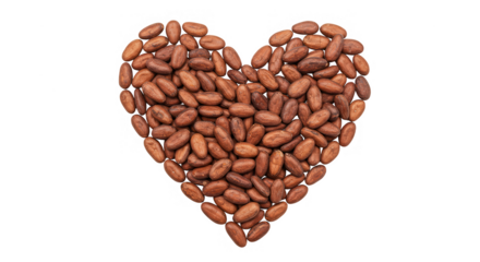 caroço de cacau em formato de coração
