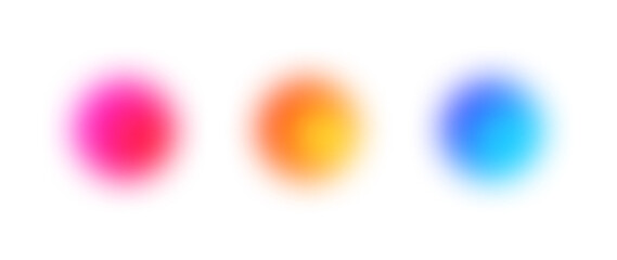 Set of blurred colorful circle gradient elements