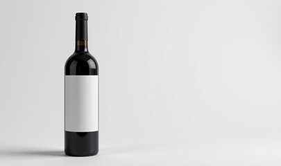 Elegant Wine Bottle with Blank Label on Minimalist Background for Custom Branding Design