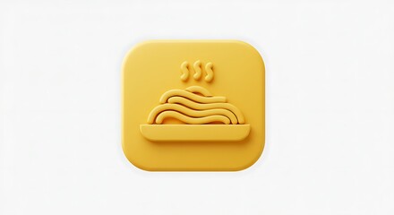 Obraz premium Pasta Plate Icon Yellow Background