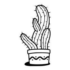 simple outline of a cactus in pot