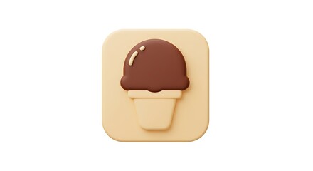 Obraz premium Chocolate Ice Cream on Beige Square