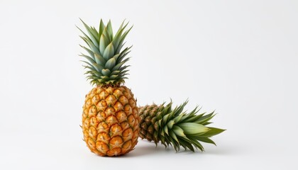 Fototapeta premium Pineapple, isolated on a white background, minimal composition, soft shadows, high detail, studio lighting