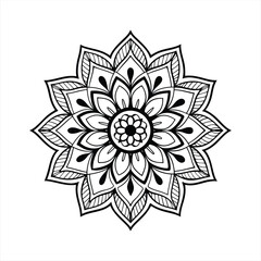 Abstract floral ornament vector design with flowers, leaves, and mandala patterns in a colorful round shape, symbolizing nature and summer, perfect for decoration or tattoo art