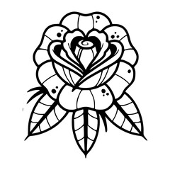 vintage rose with leaves vector