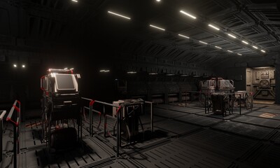 Central control room and hub data computing 3d rendering wallpaper background