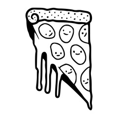 cartoon melting pizza slice vector